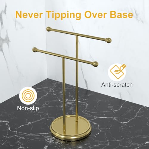 Kaltell HAND TOWEL RACK 15 Inch Standing Hand Towel Holder With Heavy Base Gold Towel Rack thumb #3