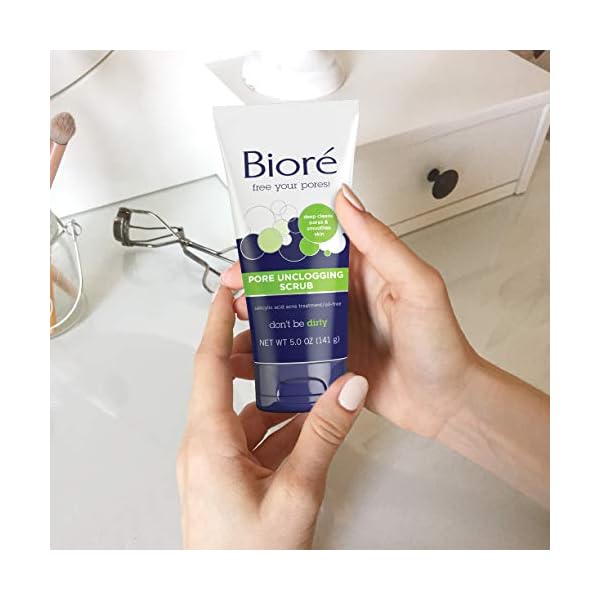 BiorÃ© Pore Unclogging Scrub, Removes Excess Dirt and Oils, Face Scrub, with Salicylic Acid, Oil Free, 5 Ounces (HSA/FSA Approved)