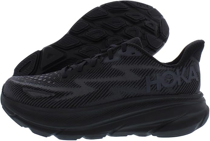 HOKA Clifton 9 Women's Road Running Shoes Sneakers (Black/Black, ...