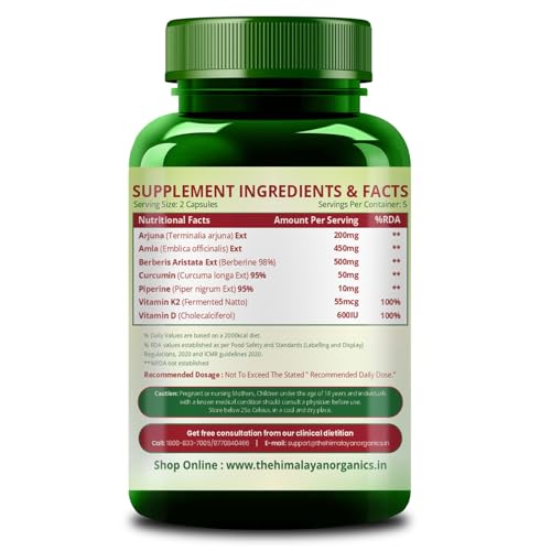 Image of Vlado's Himalayan Organics Cholesterol Control Supplement | Berberine, Arjuna, Amla & Curcumin | Supports Healthy Cholesterol, LDL HDL Balance & Lipid Levels | Helps Reduce Bad Cholesterol & Triglycerides | Heart Health & Cardiovascular Support 10 tablsts