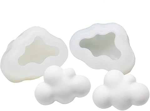 Fewo 2Pcs 3D Cloud Silicone Molds for Fondant Chocolate Candy Cake Decorating Candle Soap Lotion Bar Wax Crayon Melt Plaster Polymer Clay