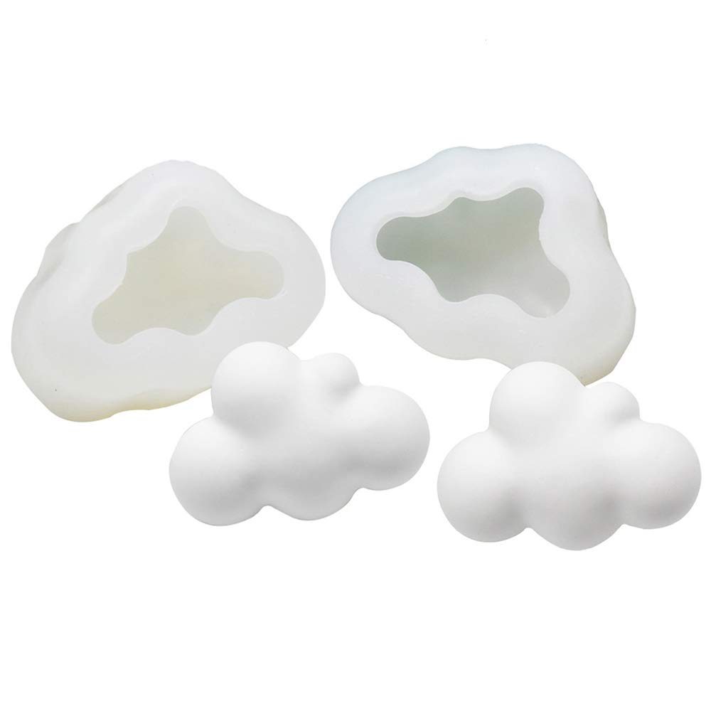 Fewo 2Pcs 3D Cloud Silicone Molds for Fondant Chocolate Candy Cake Decorating Candle Soap Lotion Bar Wax Crayon Melt Plaster Polymer Clay
