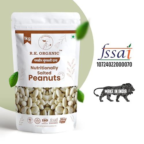 Image of R K Organic Jumbo Roasted salted Peanut, Desi Singdana, 1kg | Salted & Roasted | 100% Natural Snack | Rich in Protein & Fiber (Pack Of 1)