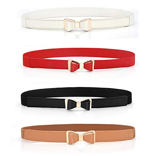 NEMAA Women Leather belts Women Belt Elastic Waistband Elegant Cummerbunds For Women Dress Gold Buckle Black Belt Leather Strap Waistband (Color : Red, Size : 70cm)