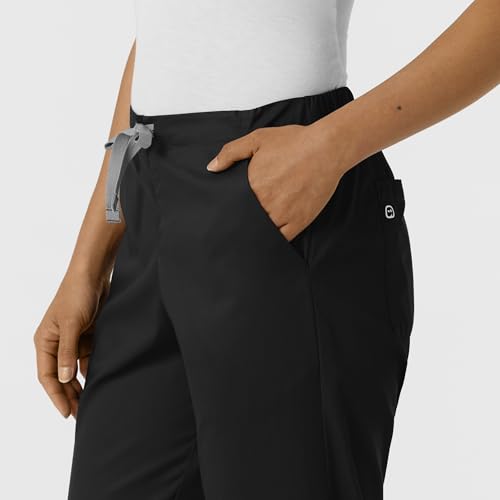 Image of Wink W123 Women's Flex-n-Reach Track Scrub Pant, Black, Large Petite