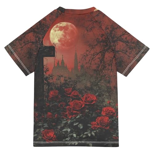 Goth Crosses Roses Sea Kids Bathing Suit UV Protection Shirts Swimwear Beach Tops 3T2