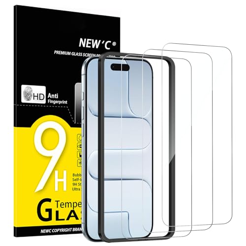 NEW'C 3 Pack Designed for iPhone Air/iPhone 17 Air Screen Protector (6.5 inches), Tempered Glass with easy installation tool included,Case Friendly Ultra Resistant