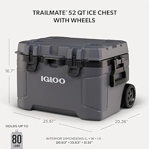 Igloo Trailmate 52 Qt Roller Cooler, Carbonite — photo 2 of 6