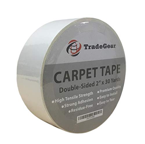 TradeGear Double Sided Carpet Tape - 2” x 30 Yards High Tensile Strength Rug Tape, Strong Adhesion, Durable, Residue Free, Easy to Install & Peel Off