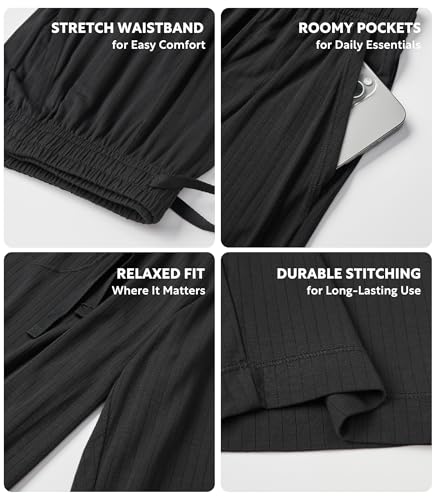 DAVID ARCHY Mens Pajama Pants Bamboo Rayon Lightweight Knit Sleep Bottoms, Soft Lounge Pants with Pockets PJs, 2 Pack4