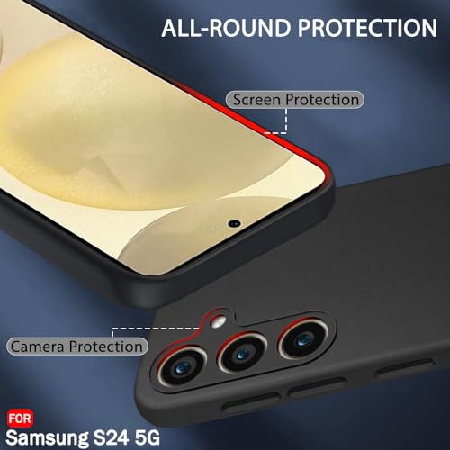 Image of TheGiftKart Sleek Back Cover Case for Samsung Galaxy S24 5G | Slim Fit Protective Design | Ultra Matte Finish | Camera Protection Bump | Soft Silicon Back Cover for Samsung S24 5G (Silicone, Black)