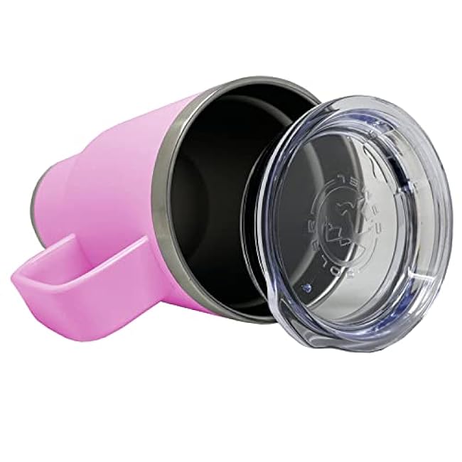 LaserGram 20oz Vacuum Insulated Travel Mug with Handle, Palm Trees, Personalized Engraving Included (Light Purple)