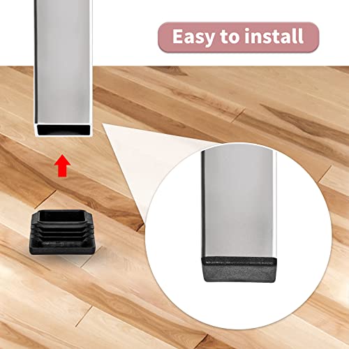 Image of Flyshop 40 x 40 mm, 1.57 inch x 1.57 inch Black Plastic Hole Plugs Square Tubing End Caps Tube Inserts Durable Furniture Glide for Chair Table Stool Leg 8 Pack