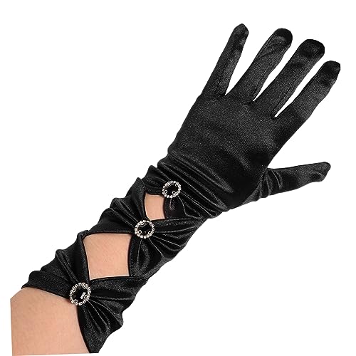 BESPORTBLE Elegant Satin Gloves with Rhinestone Bow Long Elbow Fancy Gloves for Women for Banquets Dance Parties and Costume Events3