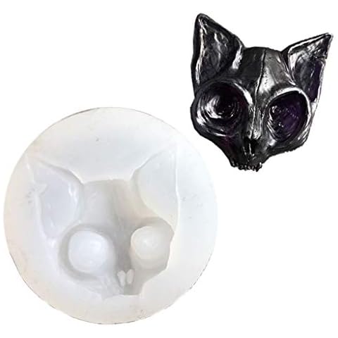 Zhichy Eye Kitten Charm Silicone Mold, Sphynx Cat Mold Raven Skull Head Mold, Crystal Resin Silicone Mold, DIY Crafts Jewelry Moulds for Resin Cover