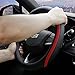 Achiou Leathe Steering Wheel Cover with Red Lines, Universal Steering Wheel Wrap Suitable for 14.5-15.25 Inch, Soft Comfortable and Breathable Car Accessories