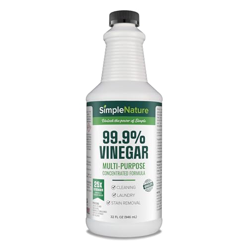 SimpleNature 99.9% Vinegar (32 fl oz) - Max Concentration Vinegar for Heavy-Duty Cleaning Power for Home & Patio Limescale Removal & DIY Formulas - Dilutes Easily - Free of Dyes or Fragrance