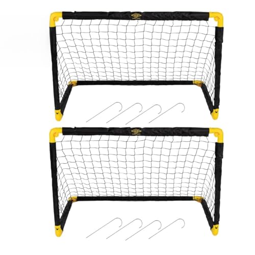 Umbro Fußballtor – Football Goal 90 × 59 × 61 cm – Set mit 2 Toren – Faltbares Fußballtor – Leicht zu Verstauen – Trainingsziel für Kinder und Erwachsene – Kunststoff – Schwarz/Gelb
