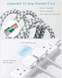 3M 4 Way Extension Lead, HANYCONY Plug Extension Socket with Braided Cable, Heavy Duty Power Strip 13A 3250W, Multi Socket Adapter for Home, Office, Living Room, Camping Essentials, White - Image 5