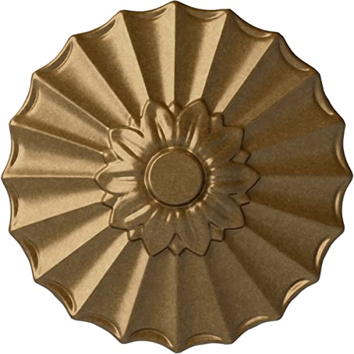 Image of Ekena Millwork CM09SHPAS 9 inchOD x 1 3 /8 inchP Shakuras Ceiling Medallion Fits Canopies Up to 1 3 /8 inch, Pale Gold
