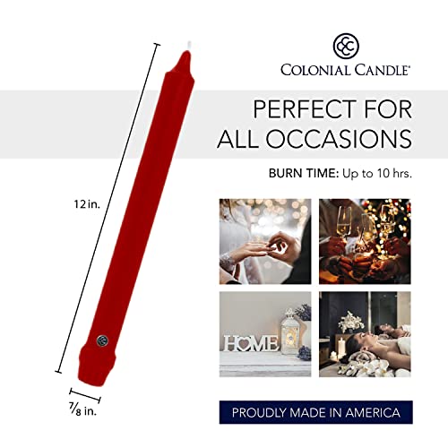 Image of Colonial Dripless 12-Inch Candle with Classic Tip, Red