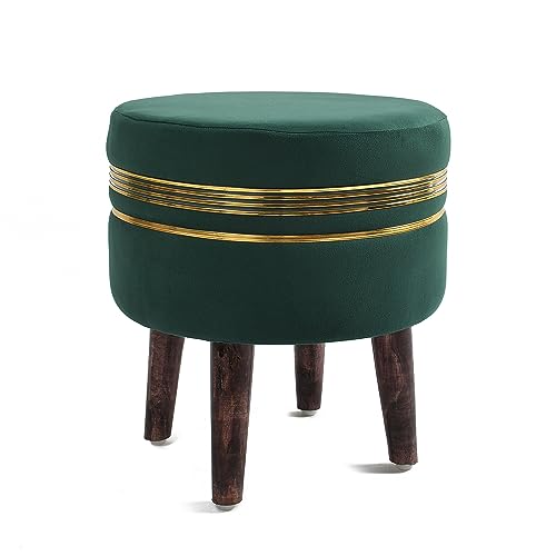 Image of NACIA Wooden Ottoman Stool for Living Room, Ottoman pouffes for Sitting, Puffy Chair Bench for Home Decor, Ottoman & Stools, Footrest Pouf Foot Stool for Office Room Decor, (16 inchx16 inchx17 inch, Green)