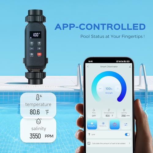 Bonvoisin Salt Water Pool Chlorinator System Salt Chlorine Generator for Inground Pools Saltwater Pool System with Titanium Cell, LED/APP Control, Up to 40,000 Gallons Pool - Thumbnail 3