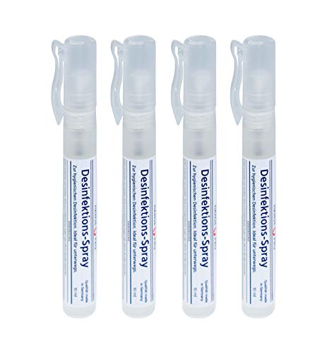 HANSE PRO Desinfektions-Spray, 4 x 10 ml I Hygiene-Spray I Hände- und Flächen-Desinfektions-Mittel klein I für Hände, Haut und Flächen I beseitigt Bakterien, Pilze und Viren