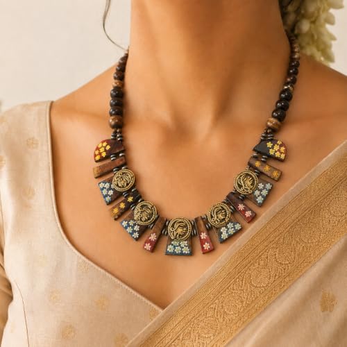 Image of AAKRITI ART CREATIONS Handcrafted Ethnic & Tribal Necklace Collection | Dhokra, Boho, Talisman & Statement Designs | Artisan Collar, Pendant & Lariat Jewelry for Women