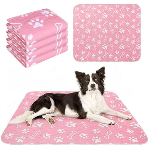 BEAUTYZOO 4 Pack Washable Pee Pads for Dogs, Reusable Puppy Pads for Potty Training, Waterproof Super Absorbent Whelping Pads Mats Non Slip Against Urine for Small Medium Dogs Cats, 36" x 41" Cover