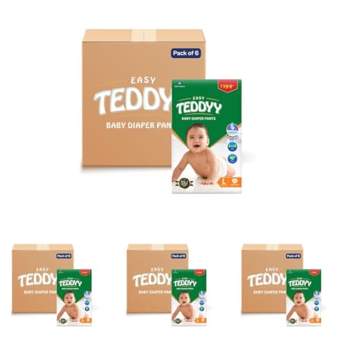 Image of TEDDYY Easy Baby L Size Diaper Pant Style| 72 Count (Large) | 9-14 kg (Pack of 24) | Long Protection Hours | Anti-Bacterial | Airy Breathable Fit | Rapid Soaker Channels with Wetness Indicator