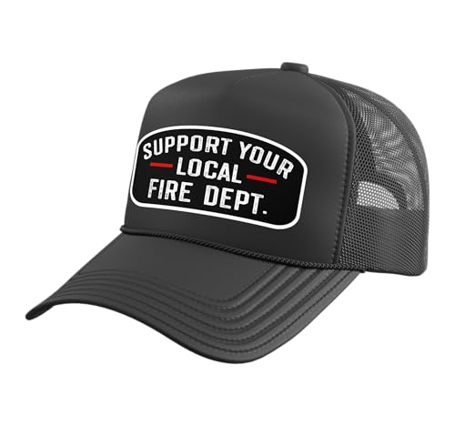 Support Your Local Fire Department Firefighting Trucker Hat with Adjustable Mesh Back Black