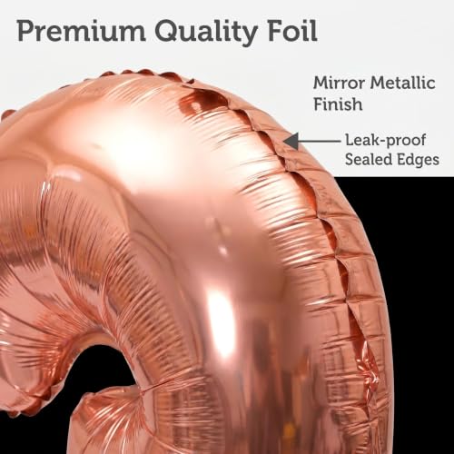 Image of YPSelected 32 Inch Large Foil Helium Number Balloon Birthday Wedding Party 0-9 (Rose Gold, 9)