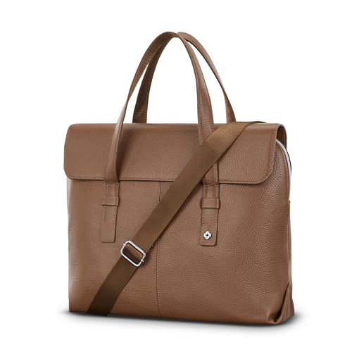 Image of Samsonite Mobile Solution 2 Convertible Pebbled Leather Briefcase Laptop Bag with Crossbody Strap, Padded Sleeve