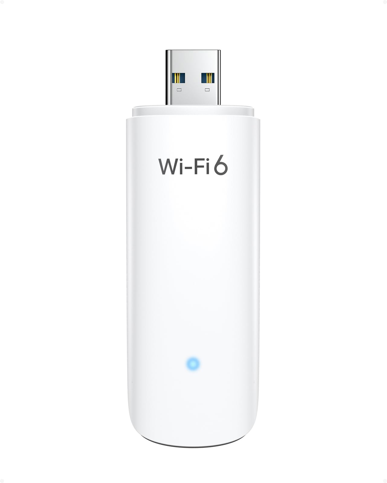 BrosTrend 1800Mbps Adaptador USB WiFi 6, AX1800 Antena WiFi USB, Doble Banda 5GHz (1201Mbps) y 2.4GHz (574Mbps), Adaptador Wi-Fi para PC con USB3.0, Compatible Solo con Windows 11/10, 802.11ax, WPA3