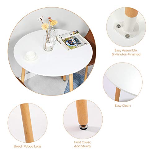 GreenForest Dining Table White Modern Round Table with Wood Legs for Kitchen Living Room Leisure Coffee Table - Image 6