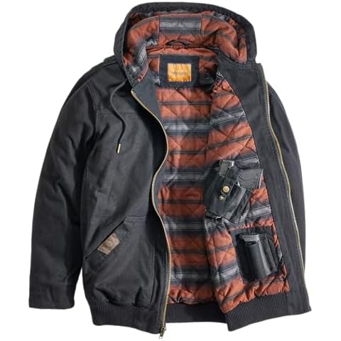Venado Men's Concealed Carry Work Force Jacket - Interior Pockets for All Sized Handgun (Black, 4XL) Cover
