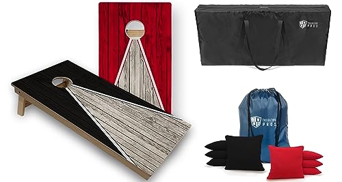 Tailgating Pros Tournament Grade Pyramid Design Cornhole Board Set w/Bean Bags and Carrying Case - 4'x2' Regulation Cornhole Game