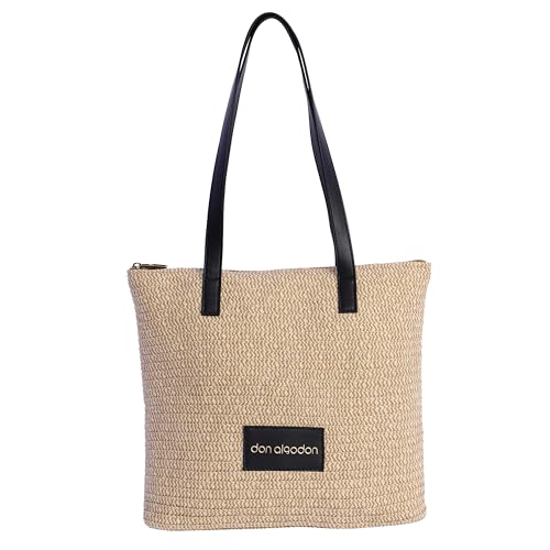 Don Algodon Castelo, Capazo Mujer Verano Playa Bolso Rafia, Natural, Normal