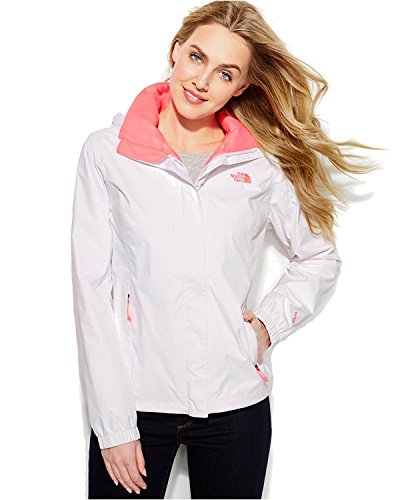 The North Face Jacket, Resolve Zip-Up Waterproof TNF White/Sugary Pink (X-Large)