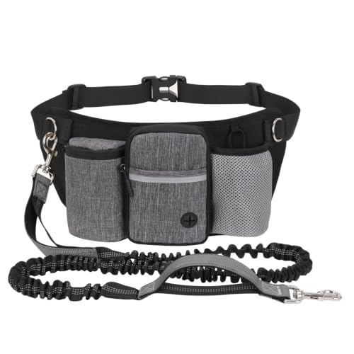 Large Capacity Dog Walking Bag with Water Bottle Holder, Portable Dog Training Bag, Hiking and Cycling Waist Bag，Dog Treat Pouch Bum Bag Adjustable