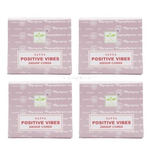 Satya Positive Vibes Incense Cone x4 pack, used for Aromatherapy Spa, Yoga, Weddings, Reiki, Meditation, Healing by SAMASIA