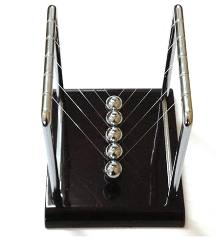 Image of Premsons Newton Cradle Pendulum - Big Metal Perpetual Motion Toy | Swing Balance Collision Balls with Polished Plastic Base & Nylon Strings | Desk Decoration Figurine for Office & Home (Black)
