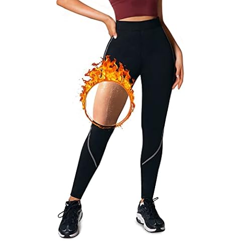 Bingrong Sauna Sweat Pants for Women Neoprene Sauna Leggings Yoga Hot Thermos Workout Pants with Side Pocket(Black grey,M) Cover