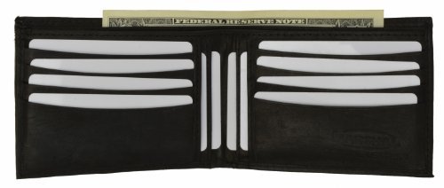 100% Genuine Leather Bi-fold Mens Wallet Black #534CF
