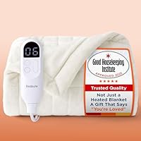 Bedsure Quilted Electric Throw Blanket – Box Stitch White, 6 Heat Settings, 10H Timer, Fast Heating, 160x130cm, Auto Shut-Off