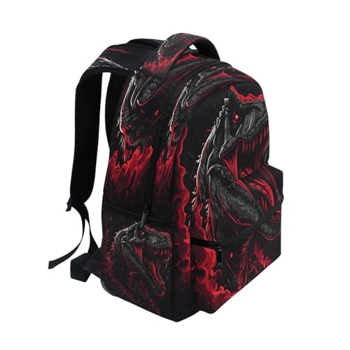 Dinosaur Roar Black Backpack for School Boys Girls Adults Kids Bookbag Laptop Bag 18L2