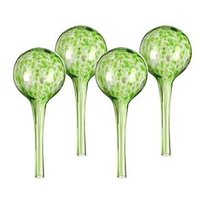 Relaxdays Bulle d’arrosage pour Vos Plantes, en lot Pratique de 4, en Verre, H x D : 15 x 6 cm, Verte