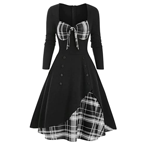 Robe cocktail fendue évasée avec tulle et double boutonnage féminin