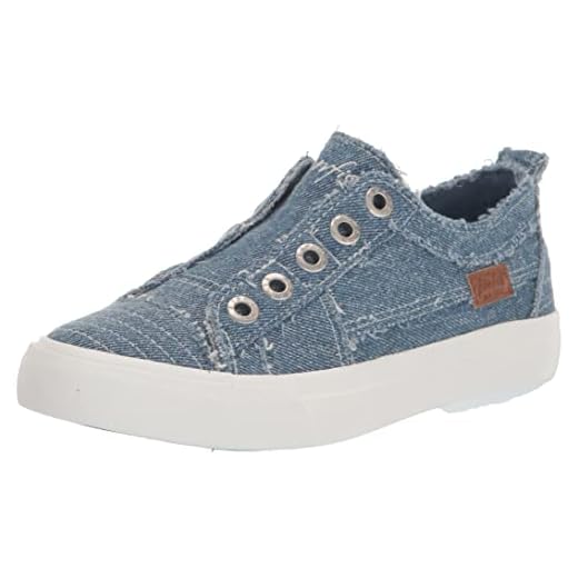 Blowfish Malibu Women's Play Sneaker, Light Stone Washed Denim, 9